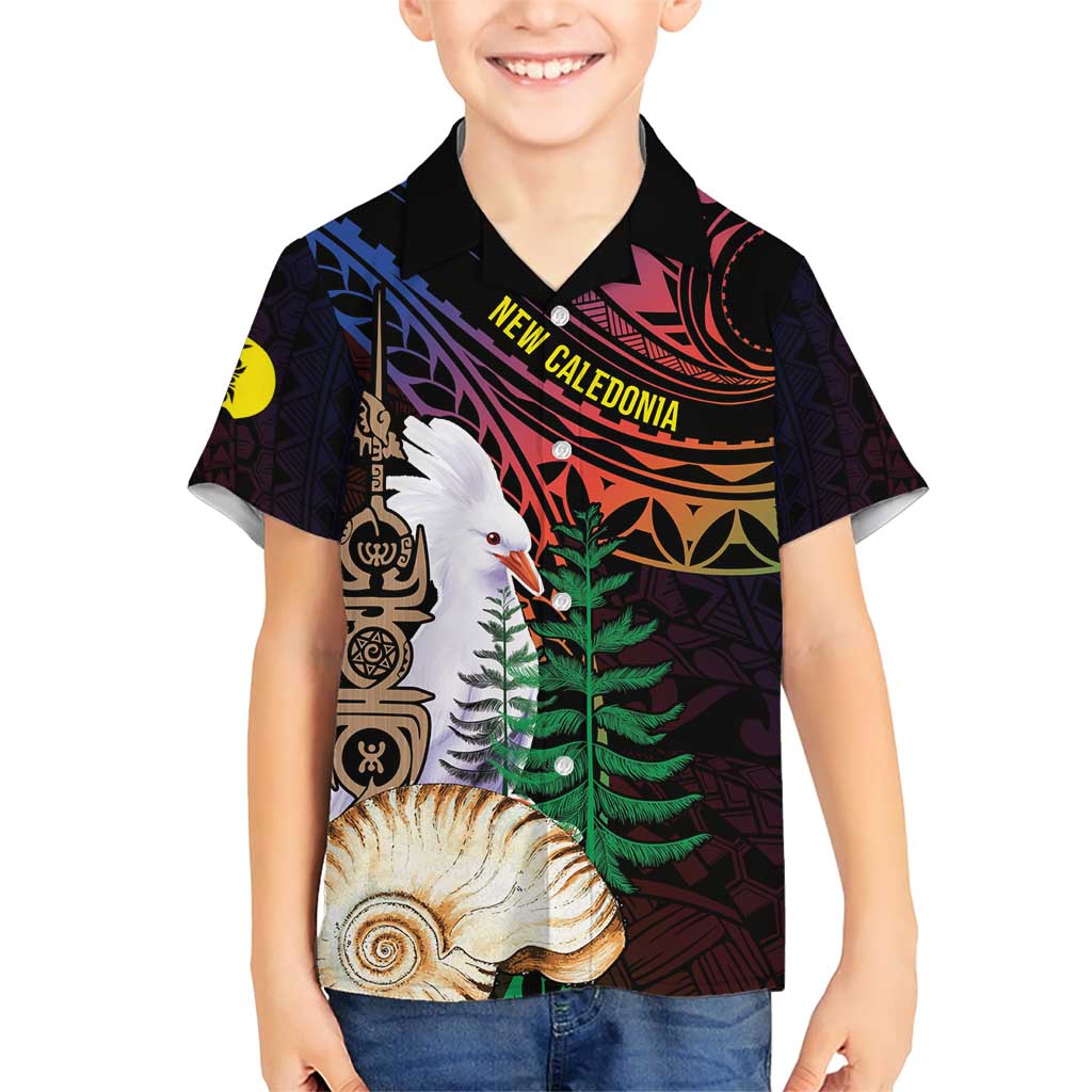 New Caledonia Kanaky Personalized Family Matching Short Sleeve Bodycon Dress and Hawaiian Shirt Kagu Bird Emblem - Polynesian Pride