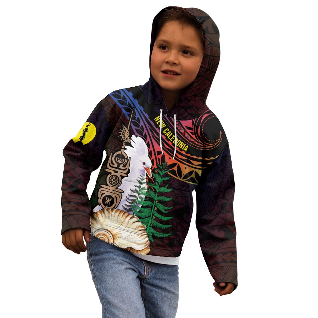 New Caledonia Kanaky Personalized Kid Hoodie Kagu Bird Emblem - Polynesian Pride