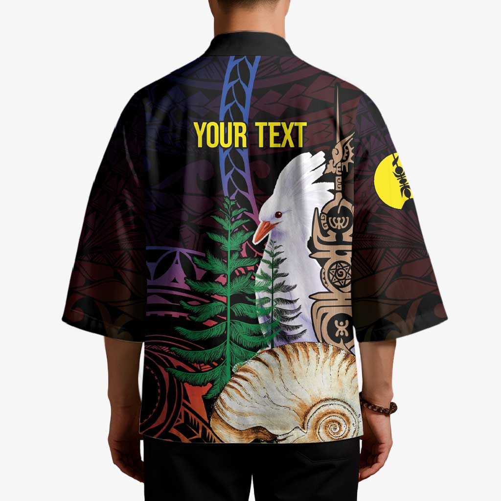 New Caledonia Kanaky Personalized Kimono Kagu Bird Emblem - Polynesian Pride