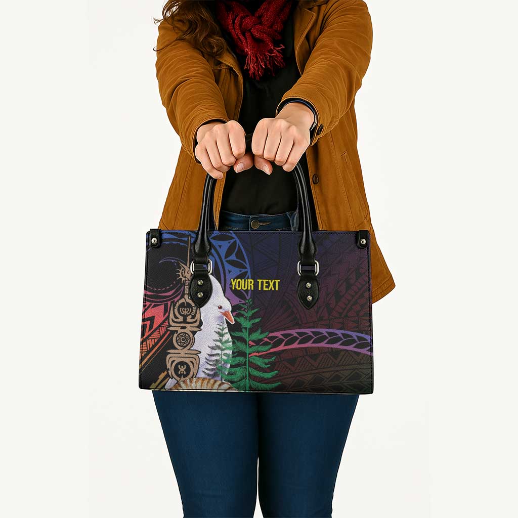 New Caledonia Kanaky Personalized Leather Bag Kagu Bird Emblem - Polynesian Pride