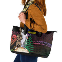New Caledonia Kanaky Personalized Leather Tote Bag Kagu Bird Emblem - Polynesian Pride