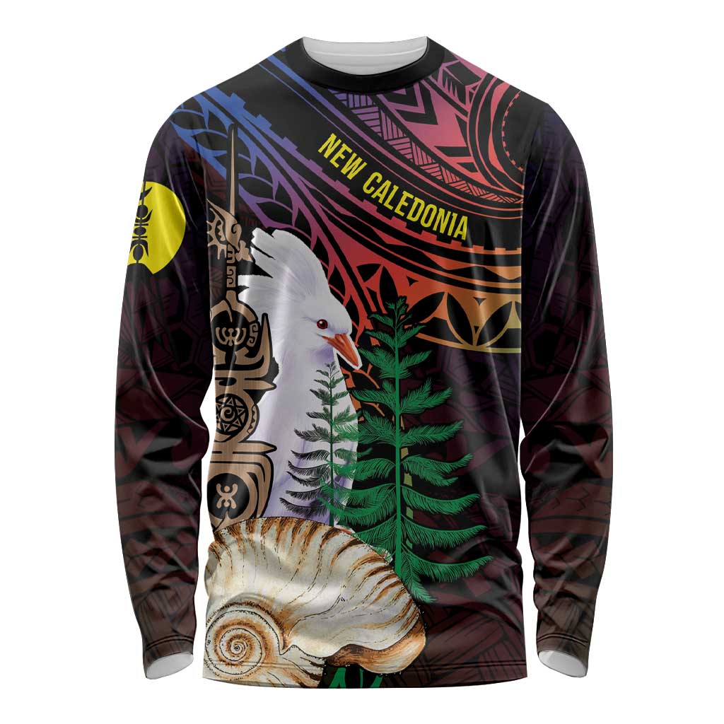 New Caledonia Kanaky Personalized Long Sleeve Shirt Kagu Bird Emblem - Polynesian Pride