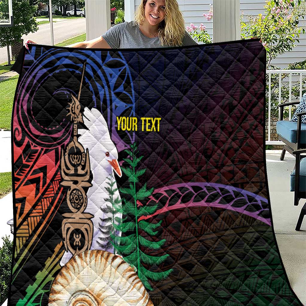 New Caledonia Kanaky Personalized Quilt Kagu Bird Emblem - Polynesian Pride