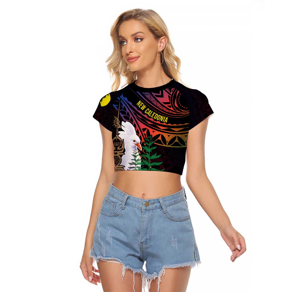 New Caledonia Kanaky Personalized Raglan Cropped T Shirt Kagu Bird Emblem - Polynesian Pride