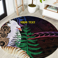New Caledonia Kanaky Personalized Round Carpet Kagu Bird Emblem - Polynesian Pride