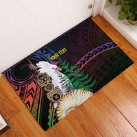 New Caledonia Kanaky Personalized Rubber Doormat Kagu Bird Emblem - Polynesian Pride