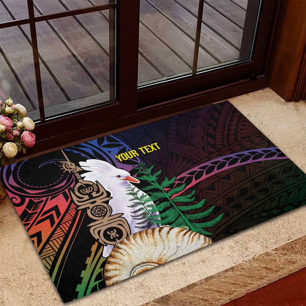 New Caledonia Kanaky Personalized Rubber Doormat Kagu Bird Emblem - Polynesian Pride