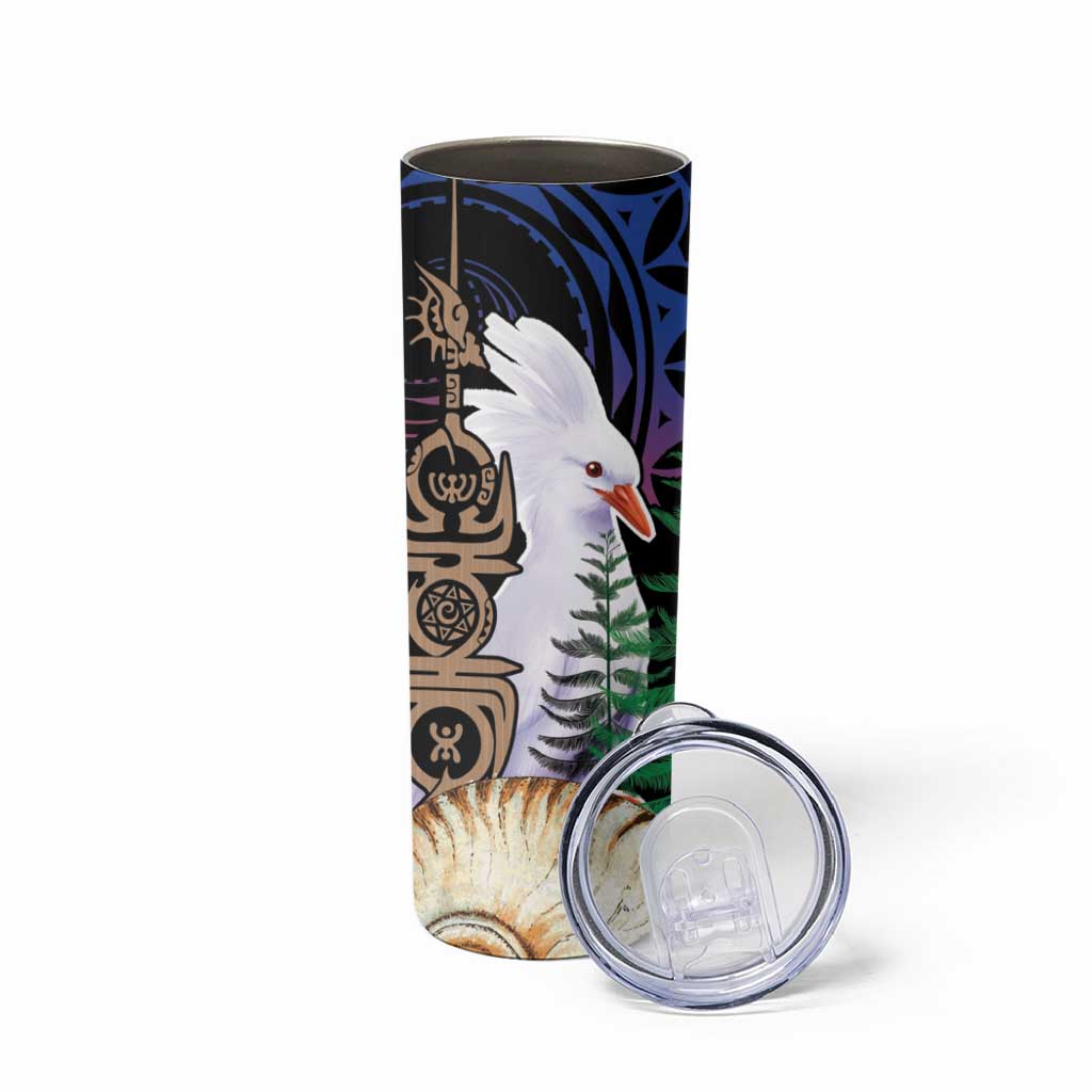 New Caledonia Kanaky Personalized Skinny Tumbler Kagu Bird Emblem - Polynesian Pride