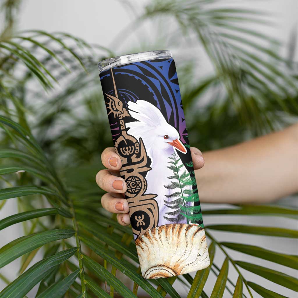 New Caledonia Kanaky Personalized Skinny Tumbler Kagu Bird Emblem - Polynesian Pride