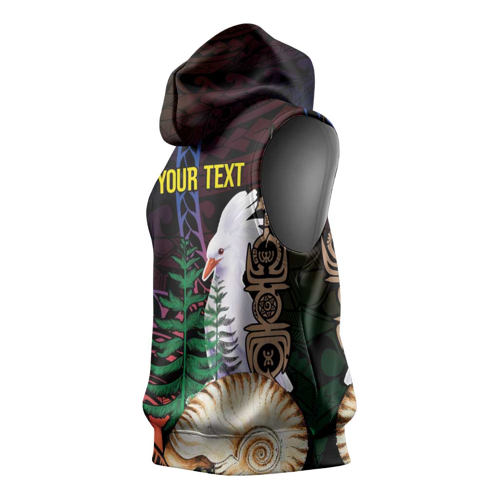New Caledonia Kanaky Personalized Sleeveless Hoodie Kagu Bird Emblem - Polynesian Pride