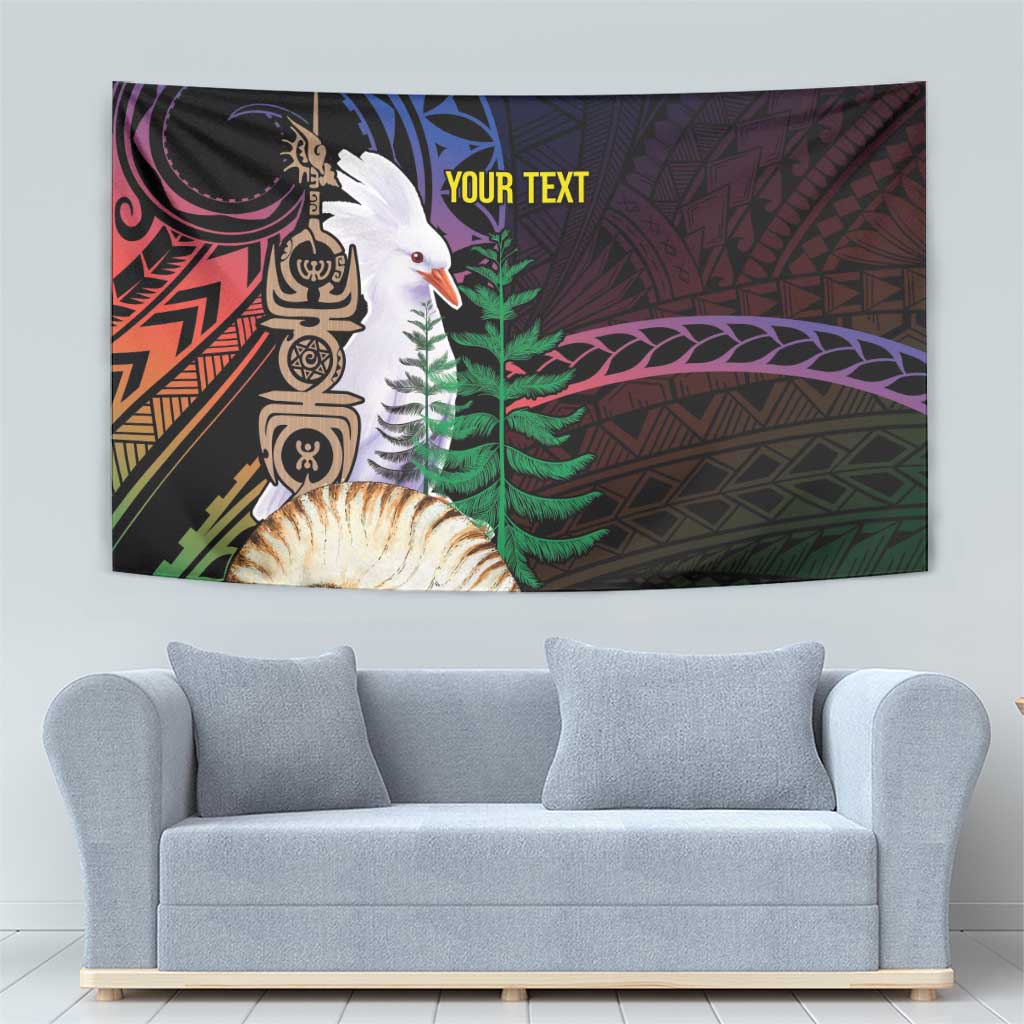 New Caledonia Kanaky Personalized Tapestry Kagu Bird Emblem - Polynesian Pride