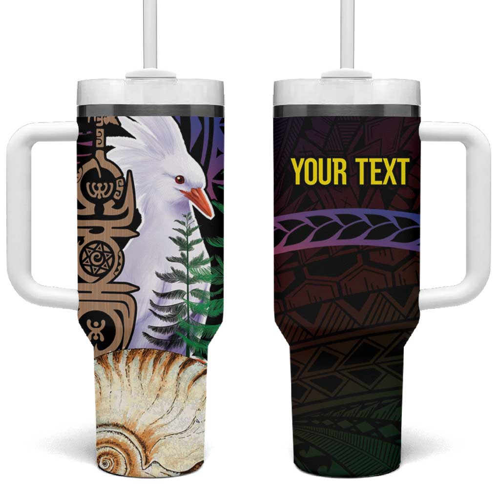 New Caledonia Kanaky Personalized Tumbler With Handle Kagu Bird Emblem - Polynesian Pride