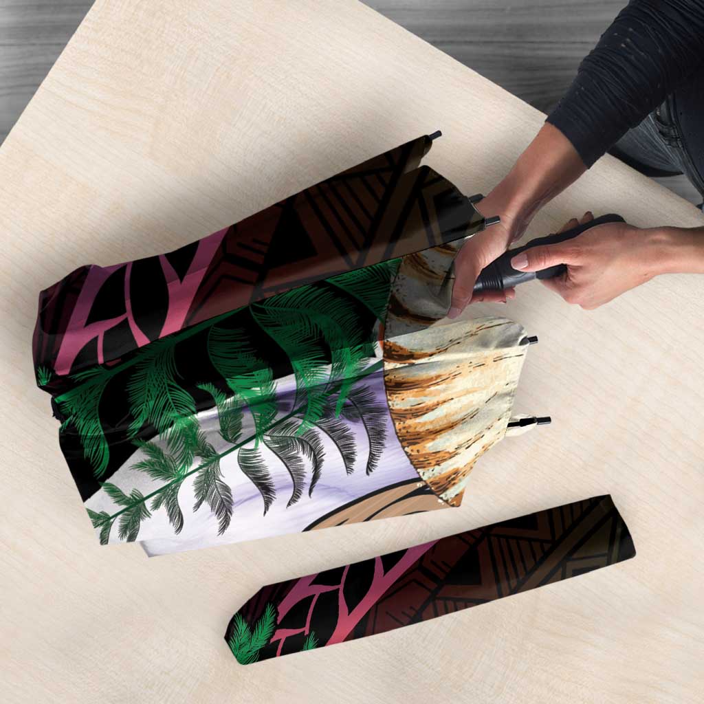 New Caledonia Kanaky Personalized Umbrella Kagu Bird Emblem - Polynesian Pride