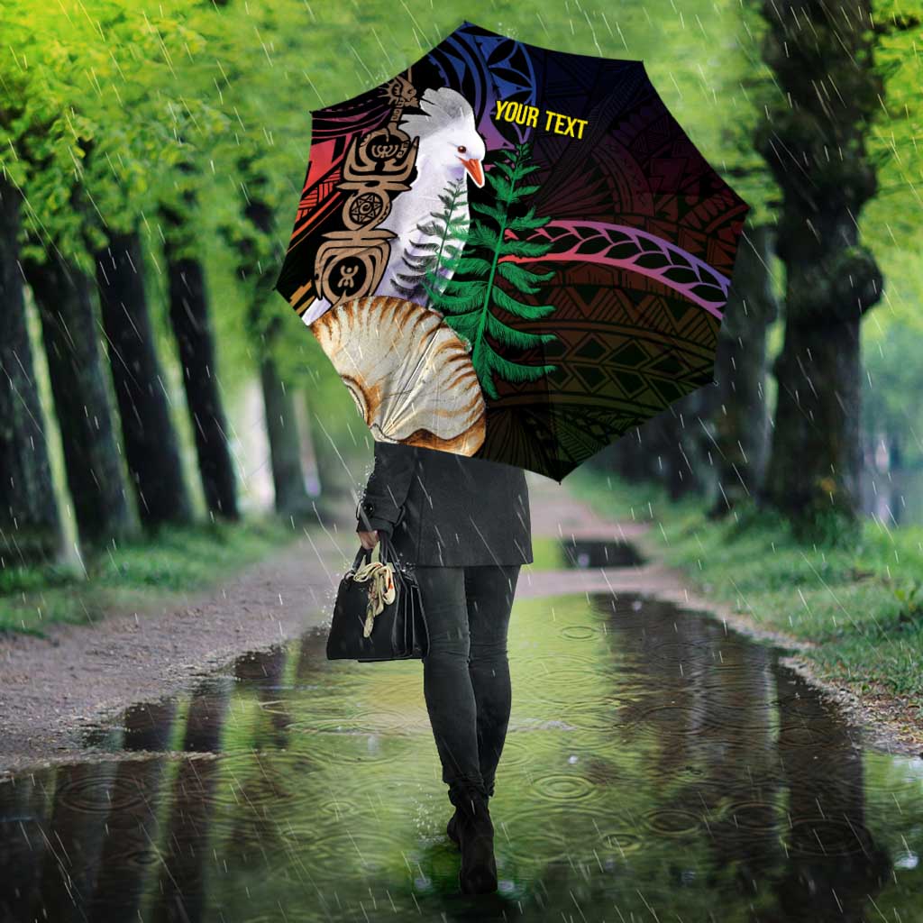 New Caledonia Kanaky Personalized Umbrella Kagu Bird Emblem - Polynesian Pride