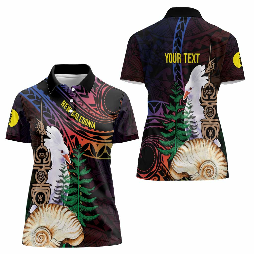 New Caledonia Kanaky Personalized Women Polo Shirt Kagu Bird Emblem - Polynesian Pride