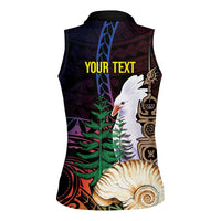 New Caledonia Kanaky Personalized Women Sleeveless Polo Shirt Kagu Bird Emblem - Polynesian Pride
