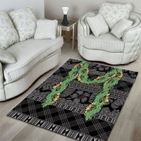 Hawai'i Paniolo Maile Twisted Lei Area Rug Obsidian Black LT7 - Polynesian Pride