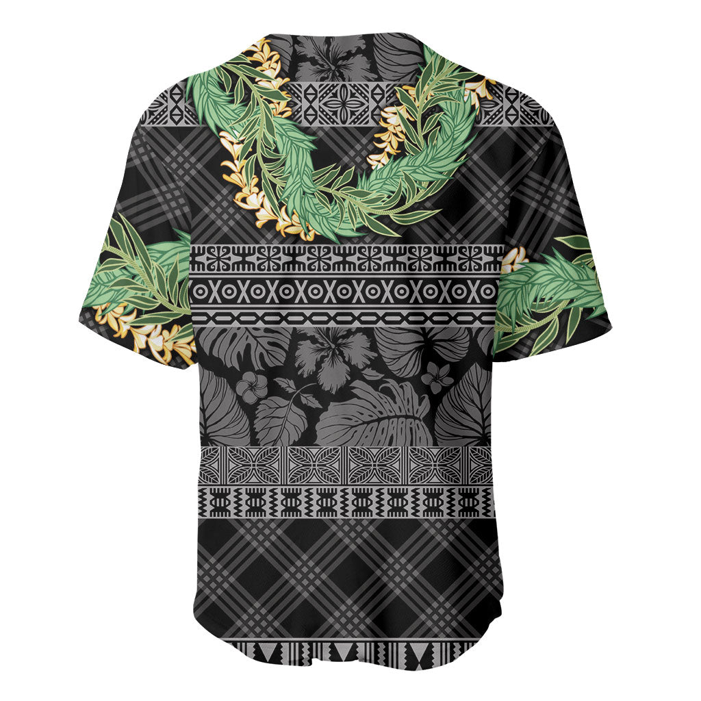 Hawai'i Paniolo Maile Twisted Lei Baseball Jersey Obsidian Black LT7 - Polynesian Pride