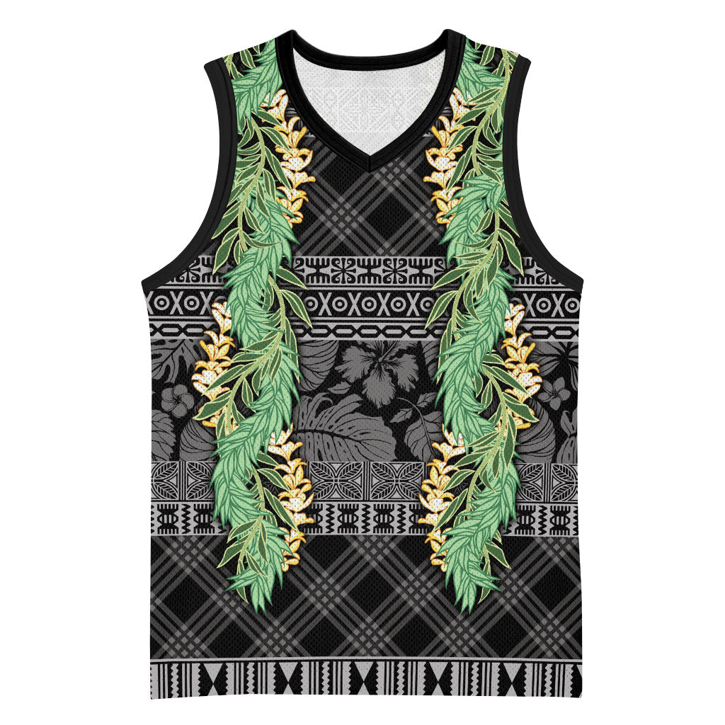Hawai'i Paniolo Maile Twisted Lei Basketball Jersey Obsidian Black LT7 Unisex Black - Polynesian Pride