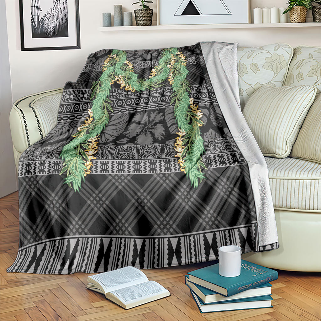 Hawai'i Paniolo Maile Twisted Lei Blanket Obsidian Black LT7 Black - Polynesian Pride