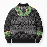 Hawai'i Paniolo Maile Twisted Lei Bomber Puffer Jacket Obsidian Black LT7 - Polynesian Pride