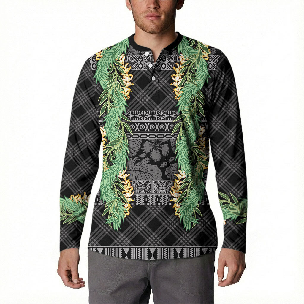 Hawai'i Paniolo Maile Twisted Lei Button Sweatshirt Obsidian Black LT7 - Polynesian Pride