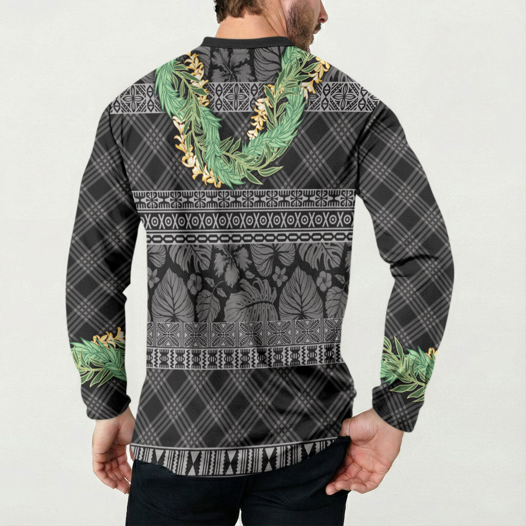 Hawai'i Paniolo Maile Twisted Lei Button Sweatshirt Obsidian Black LT7 - Polynesian Pride