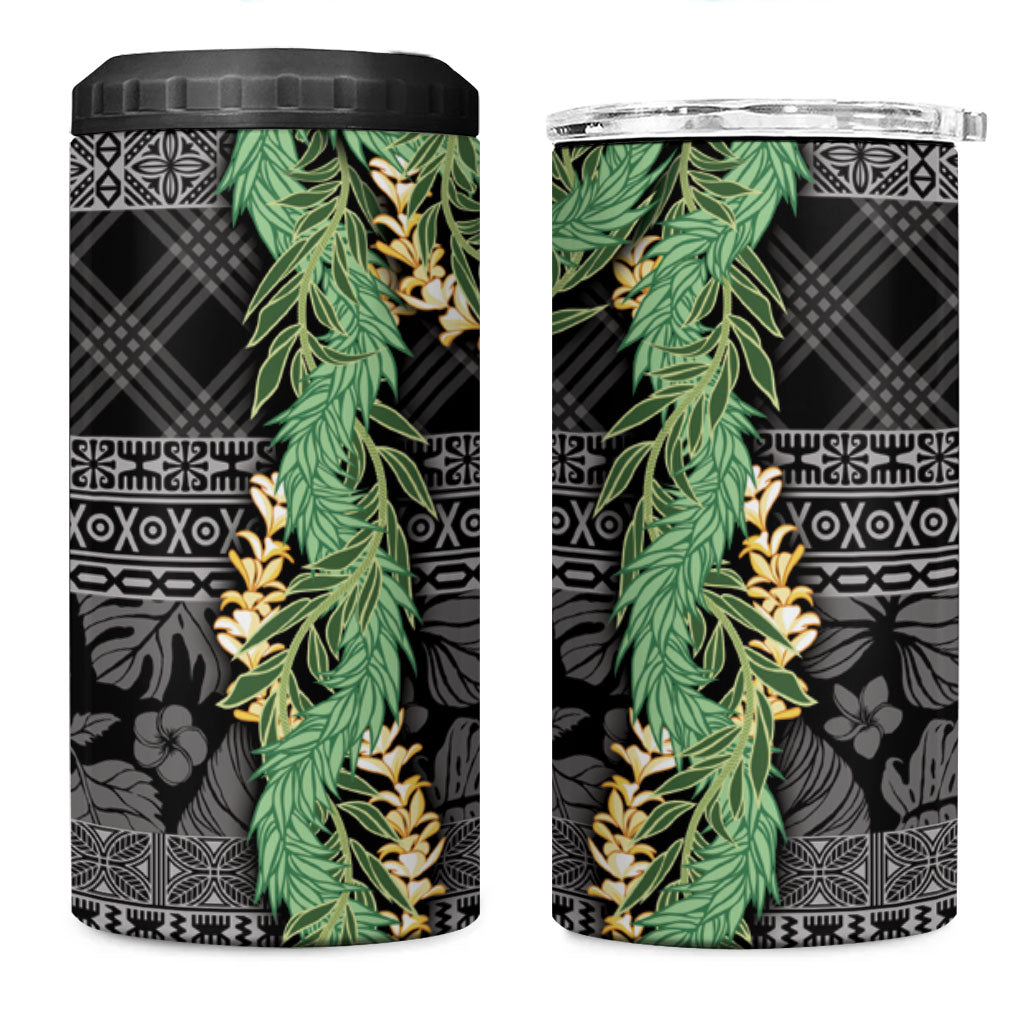 Hawai'i Paniolo Maile Twisted Lei 4 in 1 Can Cooler Tumbler Obsidian Black LT7 One Size: 16 oz Black - Polynesian Pride
