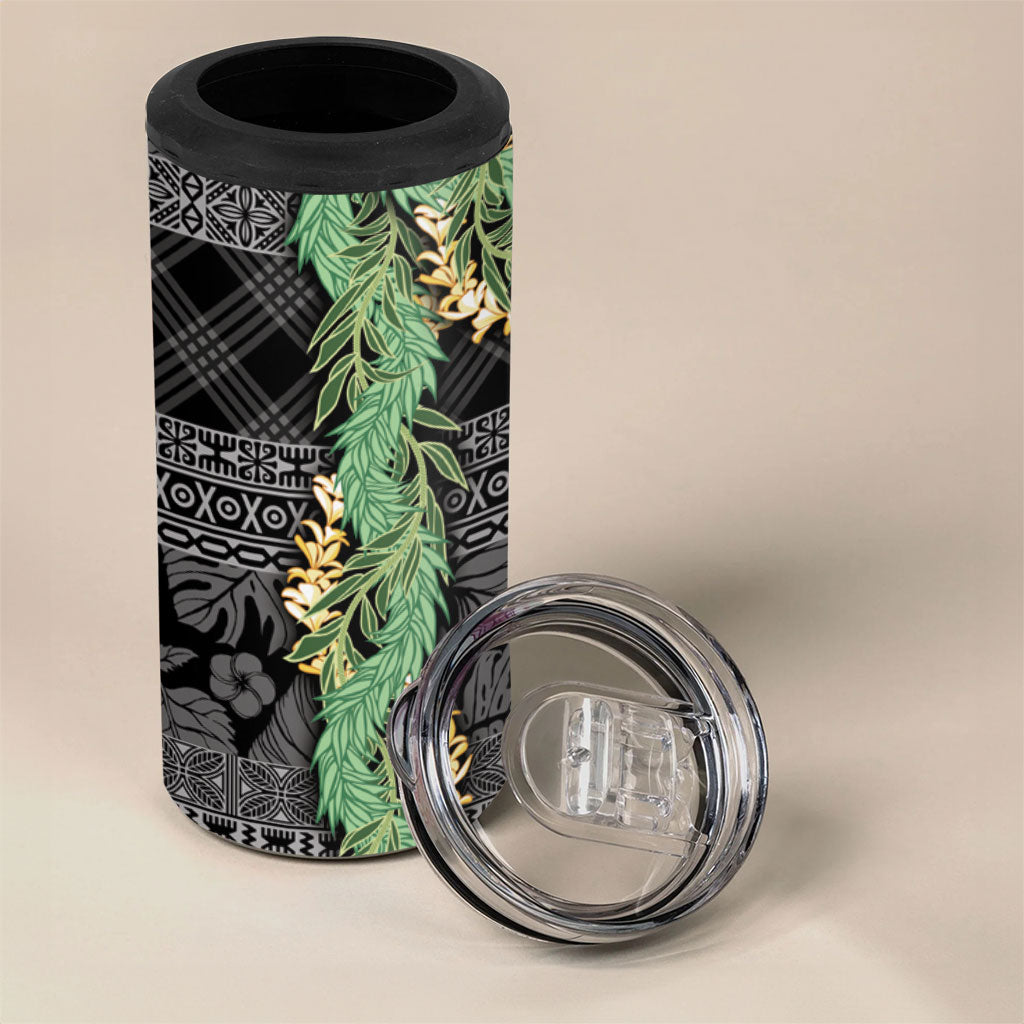 Hawai'i Paniolo Maile Twisted Lei 4 in 1 Can Cooler Tumbler Obsidian Black LT7 - Polynesian Pride