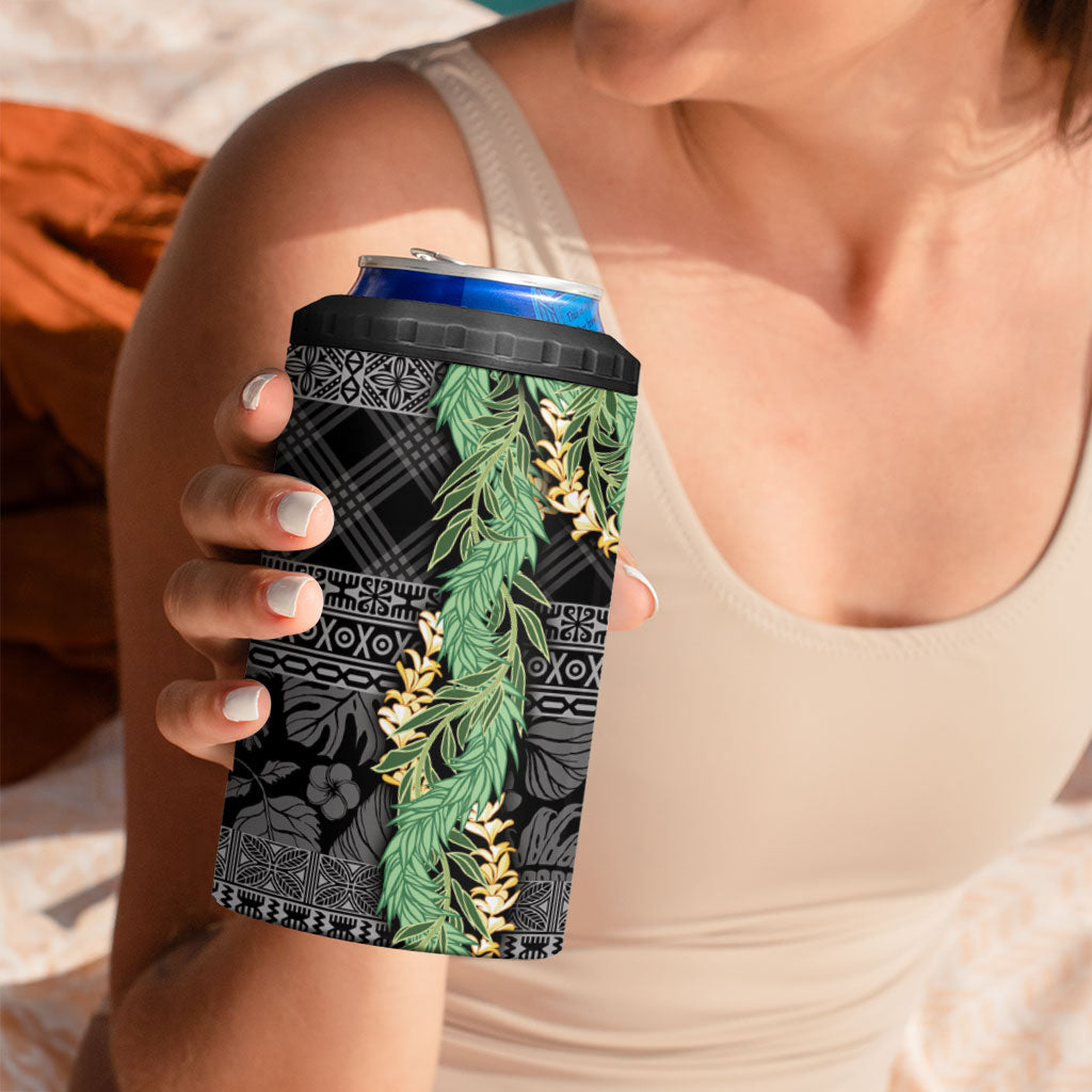 Hawai'i Paniolo Maile Twisted Lei 4 in 1 Can Cooler Tumbler Obsidian Black LT7 - Polynesian Pride