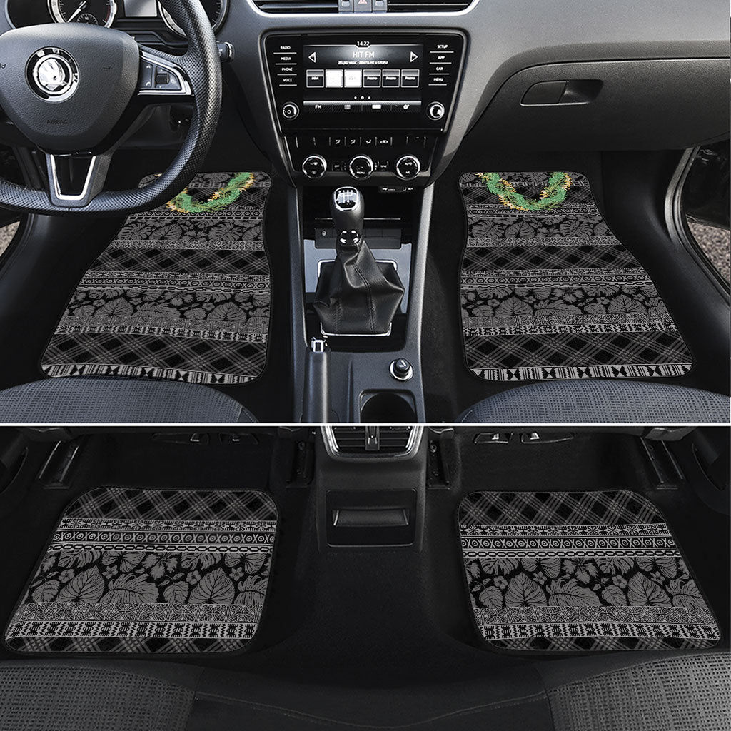 Hawai'i Paniolo Maile Twisted Lei Car Mats Obsidian Black LT7 Set 4pcs Black - Polynesian Pride