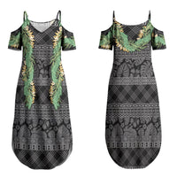 Hawai'i Paniolo Maile Twisted Lei Couples Matching Summer Maxi Dress and Hawaiian Shirt Obsidian Black LT7 - Polynesian Pride
