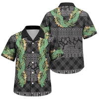 Hawai'i Paniolo Maile Twisted Lei Family Matching Long Sleeve Bodycon Dress and Hawaiian Shirt Obsidian Black LT7 Son's Shirt Black - Polynesian Pride