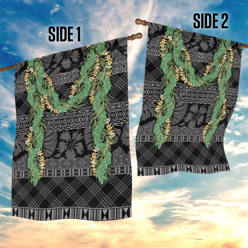 Hawai'i Paniolo Maile Twisted Lei Garden Flag Obsidian Black LT7 - Polynesian Pride