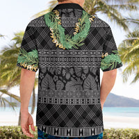 Hawai'i Paniolo Maile Twisted Lei Hawaiian Shirt Obsidian Black LT7 - Polynesian Pride