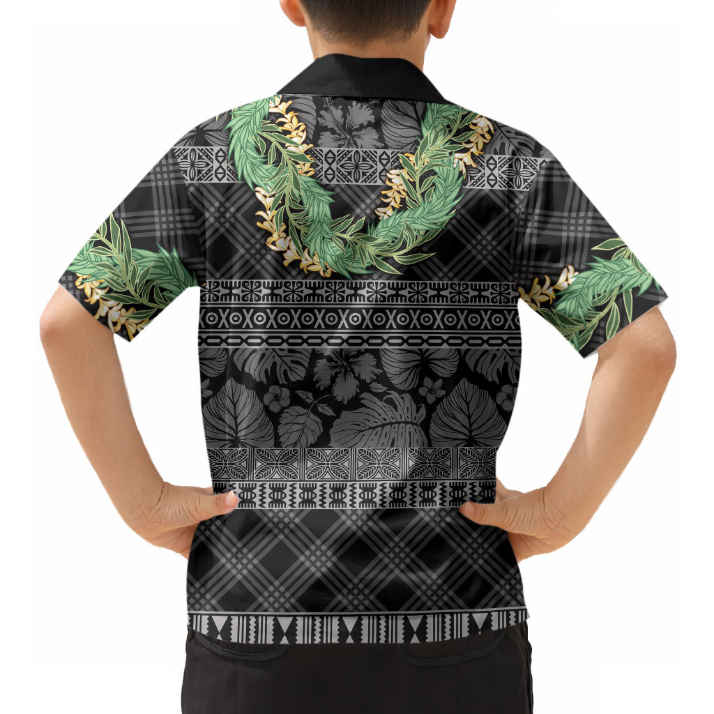 Hawai'i Paniolo Maile Twisted Lei Hawaiian Shirt Obsidian Black LT7 - Polynesian Pride