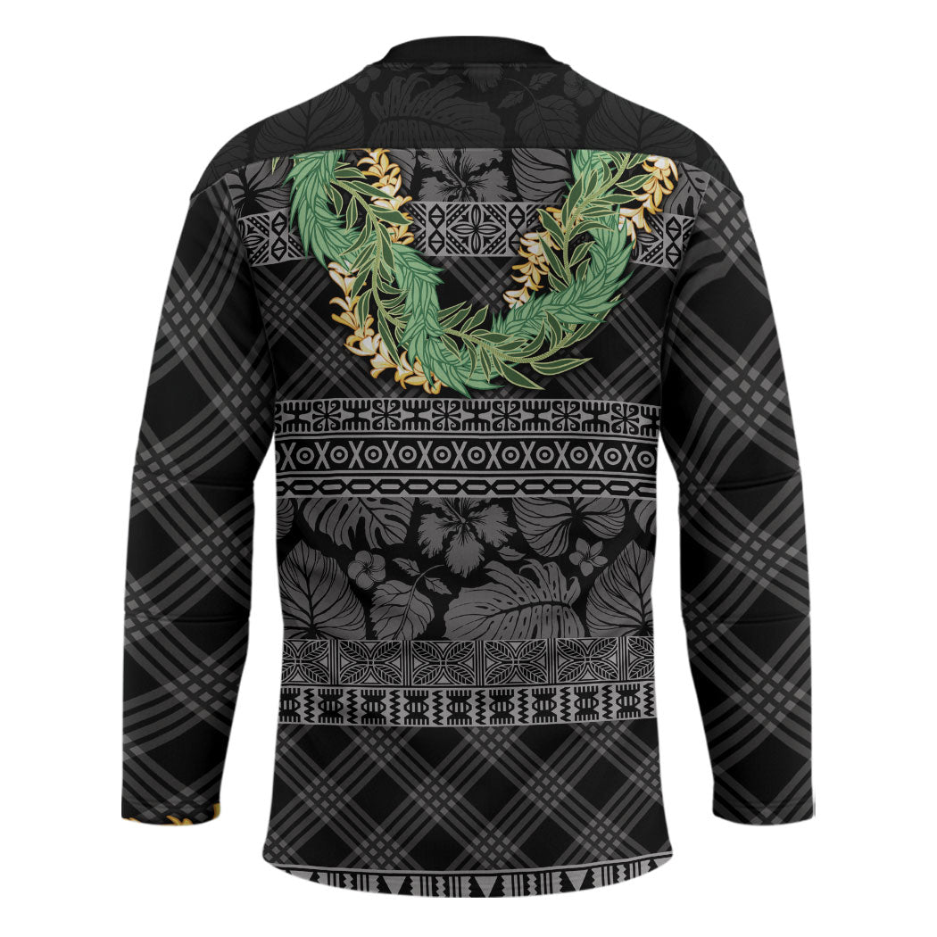 Hawai'i Paniolo Maile Twisted Lei Hockey Jersey Obsidian Black LT7 - Polynesian Pride