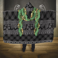 Hawai'i Paniolo Maile Twisted Lei Hooded Blanket Obsidian Black LT7 - Polynesian Pride