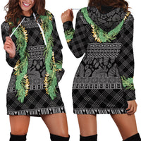 Hawai'i Paniolo Maile Twisted Lei Hoodie Dress Obsidian Black LT7 - Polynesian Pride