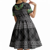 Hawai'i Paniolo Maile Twisted Lei Kid Short Sleeve Dress Obsidian Black LT7 - Polynesian Pride