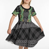 Hawai'i Paniolo Maile Twisted Lei Kid Short Sleeve Dress Obsidian Black LT7 - Polynesian Pride