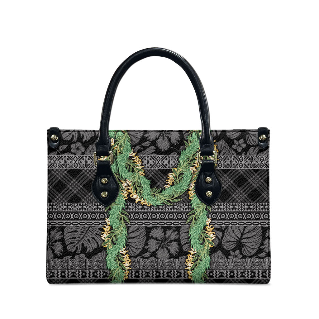 Hawai'i Paniolo Maile Twisted Lei Leather Bag Obsidian Black LT7 - Polynesian Pride