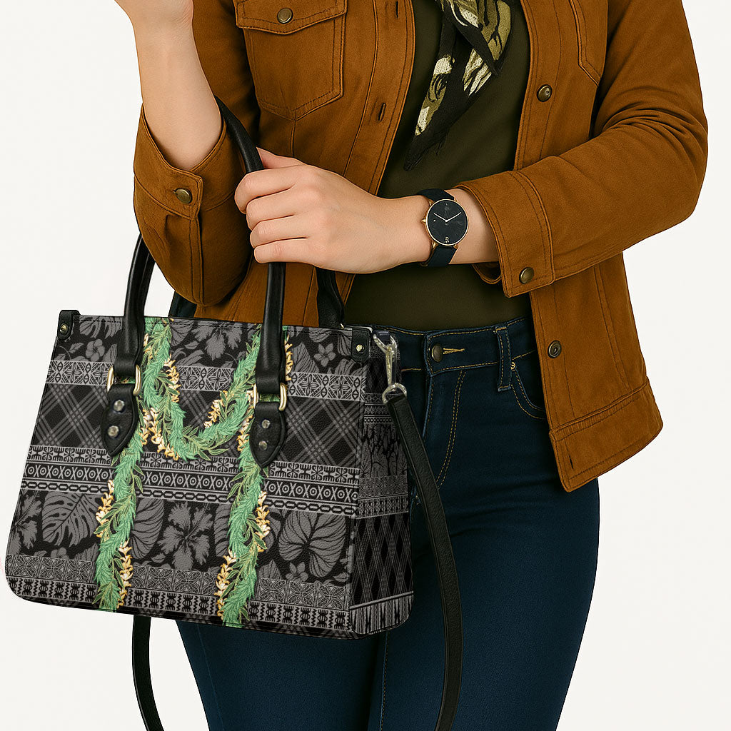 Hawai'i Paniolo Maile Twisted Lei Leather Bag Obsidian Black LT7 - Polynesian Pride