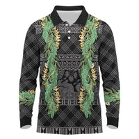 Hawai'i Paniolo Maile Twisted Lei Long Sleeve Polo Shirt Obsidian Black LT7 Black - Polynesian Pride