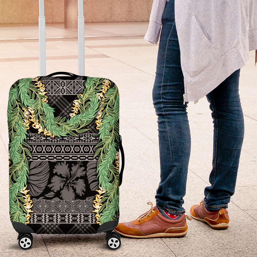 Hawai'i Paniolo Maile Twisted Lei Luggage Cover Obsidian Black LT7 Black - Polynesian Pride