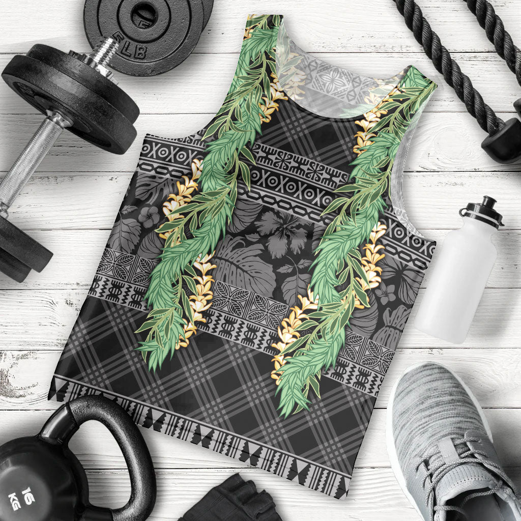 Hawai'i Paniolo Maile Twisted Lei Men Tank Top Obsidian Black LT7 - Polynesian Pride