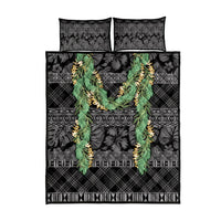 Hawai'i Paniolo Maile Twisted Lei Quilt Bed Set Obsidian Black LT7 - Polynesian Pride