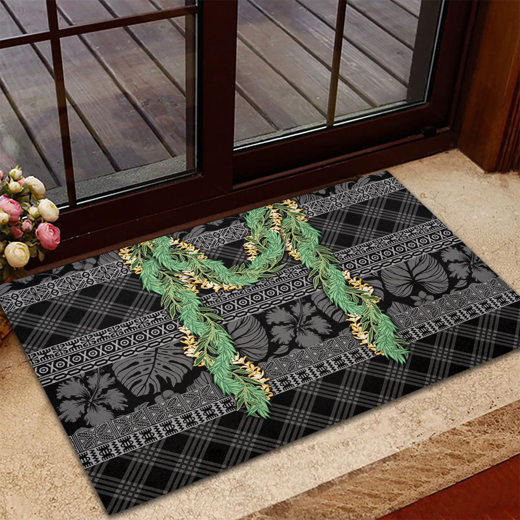 Hawai'i Paniolo Maile Twisted Lei Rubber Doormat Obsidian Black LT7 - Polynesian Pride