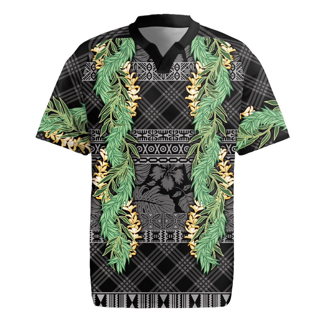 Hawai'i Paniolo Maile Twisted Lei Rugby Jersey Obsidian Black LT7 Black - Polynesian Pride