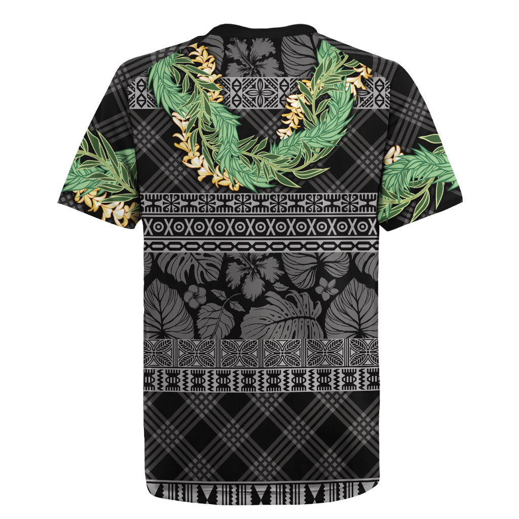 Hawai'i Paniolo Maile Twisted Lei Rugby Jersey Obsidian Black LT7 - Polynesian Pride